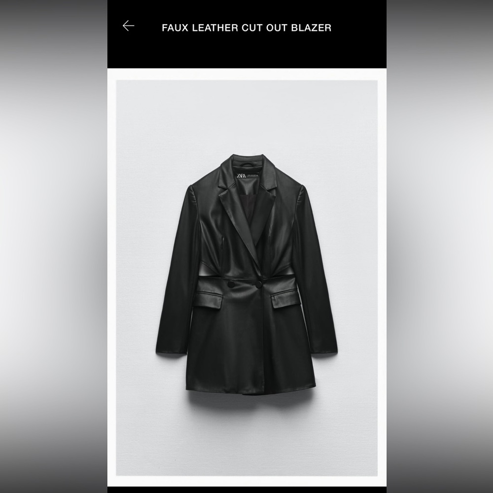 ZARA FAUX LEATHER CUT OUT BLAZER DRESS